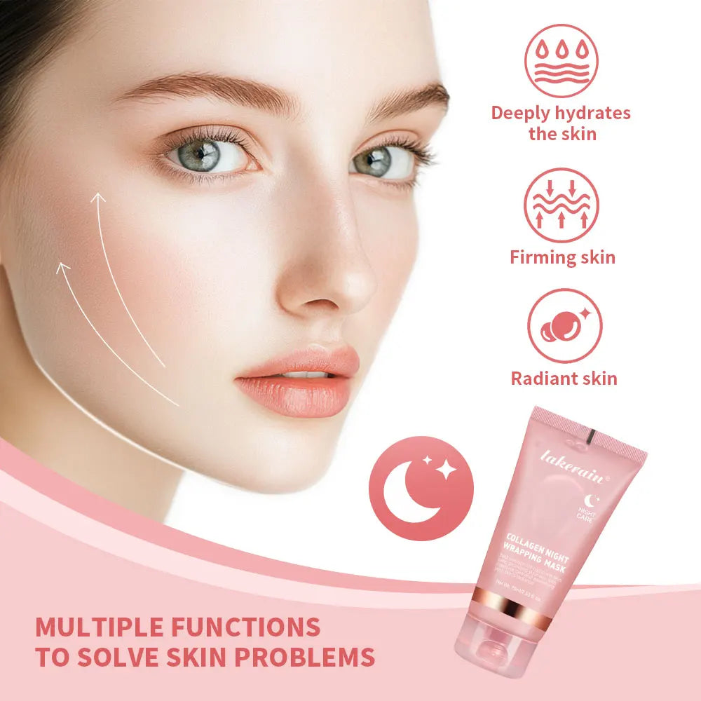 Lakerain Collagen Night Wrapping Mask | Korean Peel-Off Mask for Anti-Wrinkle, Lifting & Overnight Care | 80g