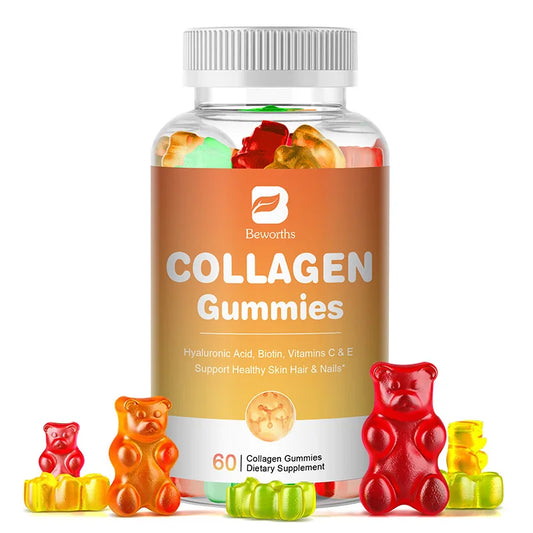 Beworths | Collagen Gummies with Biotin & Vitamins C & E | Hair Growth, Skin Care, Nails, Anti-Aging | 60 Gummies