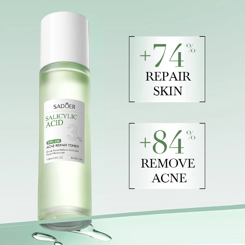 SADOER | 3% Salicylic Acid Acne Repair Toner | Acne Control, Pore Minimizing & Skin Soothing