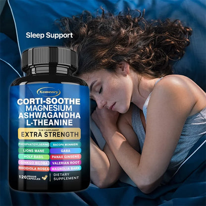 Xemenry | Corti-Soothe Magnesium Ashwagandha L-Theanine Capsules | Cortisol Balance, Adrenal & Sleep Support