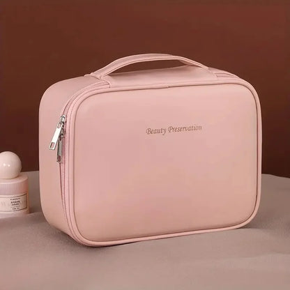 Large Capacity Waterproof PU Cosmetic Bag with Divider, Portable Travel Cosmetic Toiletry Storage Bag, Cosmetic Travel Bag  ...