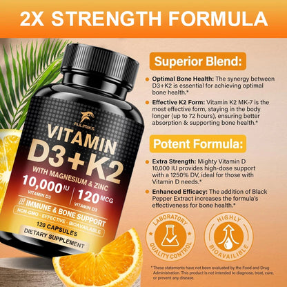 Fulimiks | Vitamin D3K2 with Magnesium & Zinc Capsules | Immune, Mood & Bone Health Support