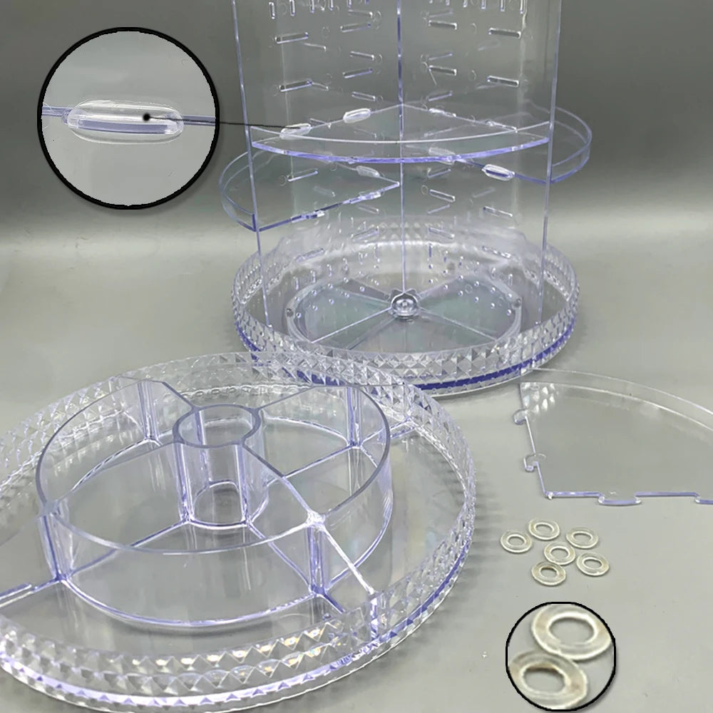 360 Degree Rotation Make Up Organizer Box Cosmetic Organizer Transparent Fashion Spin Multi-Function Detachable Acrylic