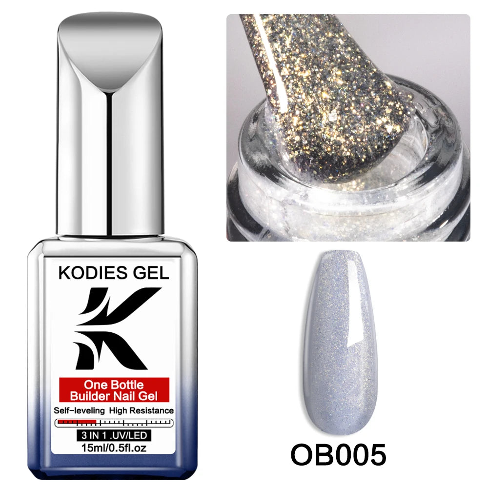 KODIES GEL 3 IN 1 Builder Nail Gel Polish No Pain Nude Self Leveling Thick Construction Hard Gel for Extension Manicure Nail Art