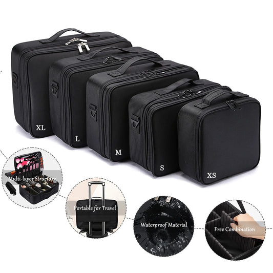Three-layer Cosmetic Case Large Waterproof Oxford Cloth Manicure Makeup Toolbox,Travel Underwear Storage Box