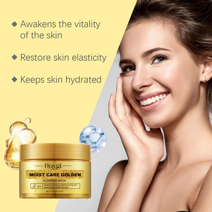 Hoygi Gold Sleeping Mask with Niacinamide | Moisturizing, Pore Tightening, Firming & Brightening | Fade Fine Lines & Relieve Skin Fatigue | 120g