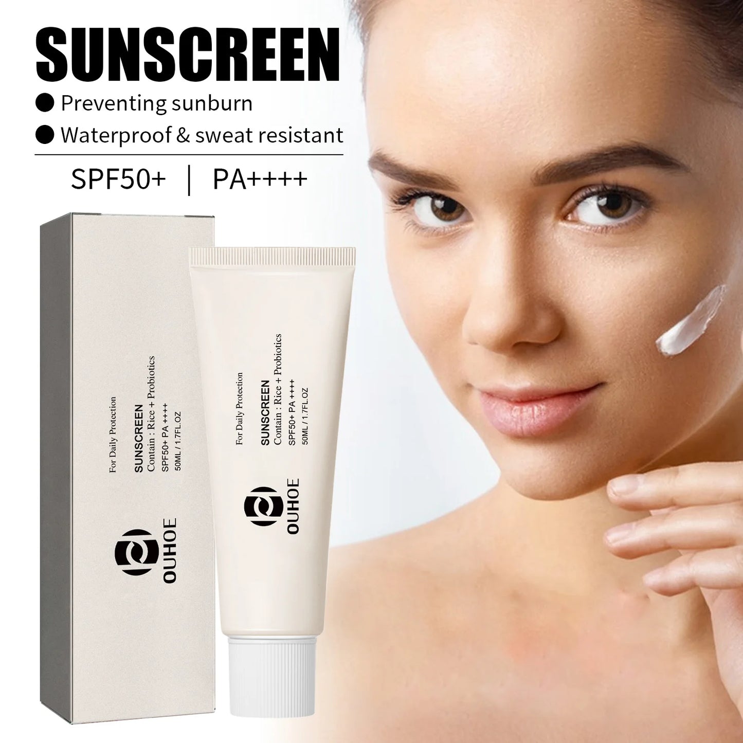 Rice Sunscreen Lotion | Lightweight, Non-Greasy UV Protection for Face & Body | Prevents Sunburn | Skin Care Sunblock | 2pcs