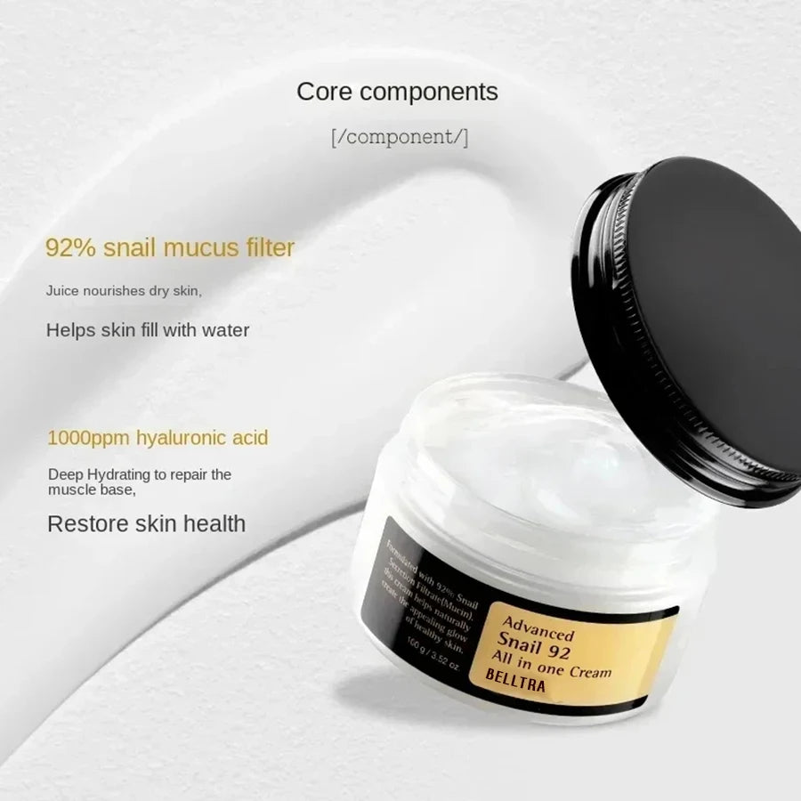 BELLTRA Advanced Snail 92 All-in-One Cream | Hydrating, Repairing & Glow-Boosting Skincare | 100g