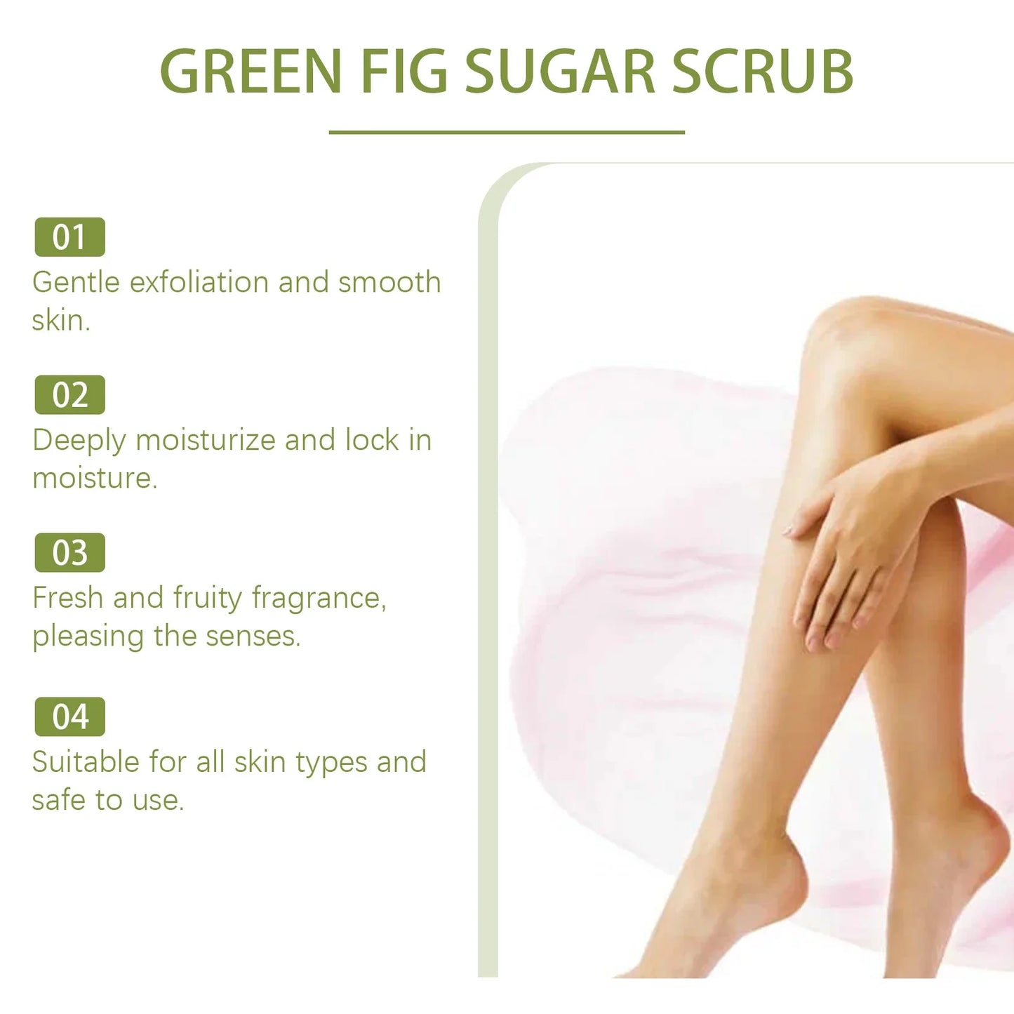 EELHOE Green Fig Sugar Scrub Body Exfoliating Dead Skin Remover Oil Control Nourishing Body Cleaning Lightening Body Scrub 120g