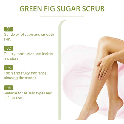 EELHOE Green Fig Sugar Scrub Body Exfoliating Dead Skin Remover Oil Control Nourishing Body Cleaning Lightening Body Scrub 120g