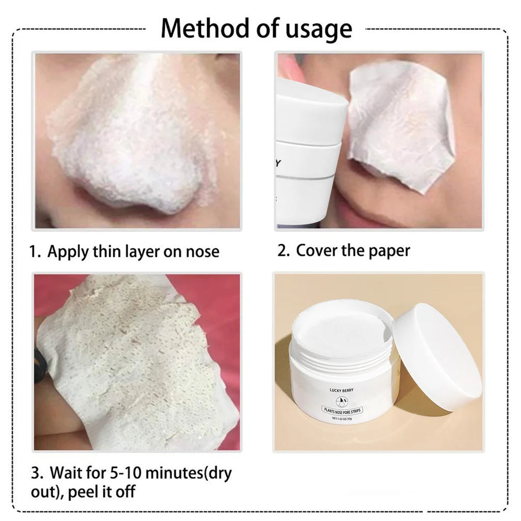 LUCKY BERRY Milky Mud Nose Pore Strips | Deep Cleansing for Acne & Blackhead Removal | Lightweight, Non-Greasy Formula | 30g