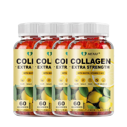 MENXI® | Biotin & Collagen Gummies – Extra Strength | Hair, Skin, Nails, Bone & Muscle Support | 60/120/240 Gummies