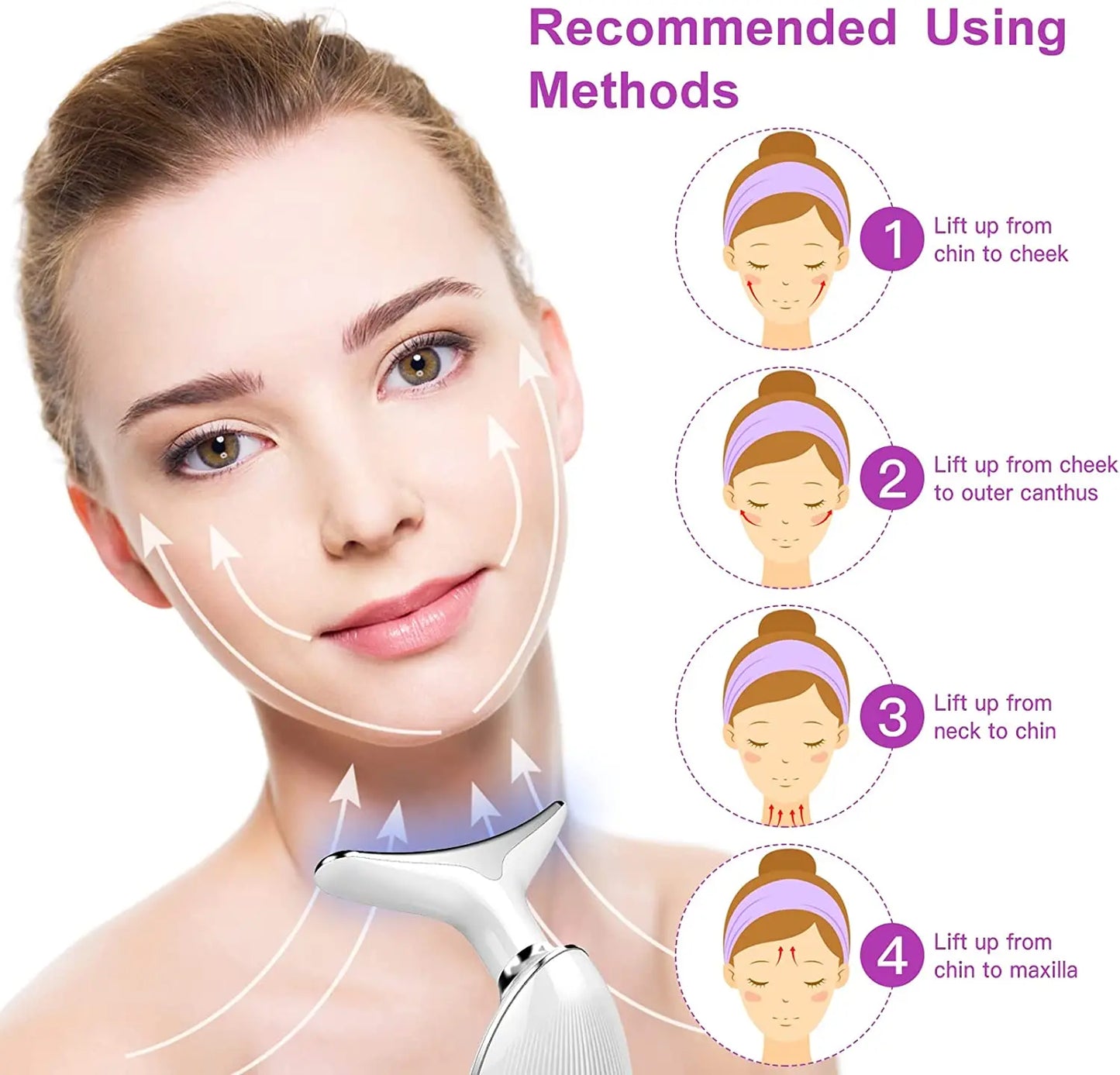Neck Massager & Facial Lift Device | 3 Light Modes LED Skin Tightening Beauty Instrument