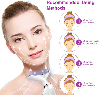 Neck Massager & Facial Lift Device | 3 Light Modes LED Skin Tightening Beauty Instrument