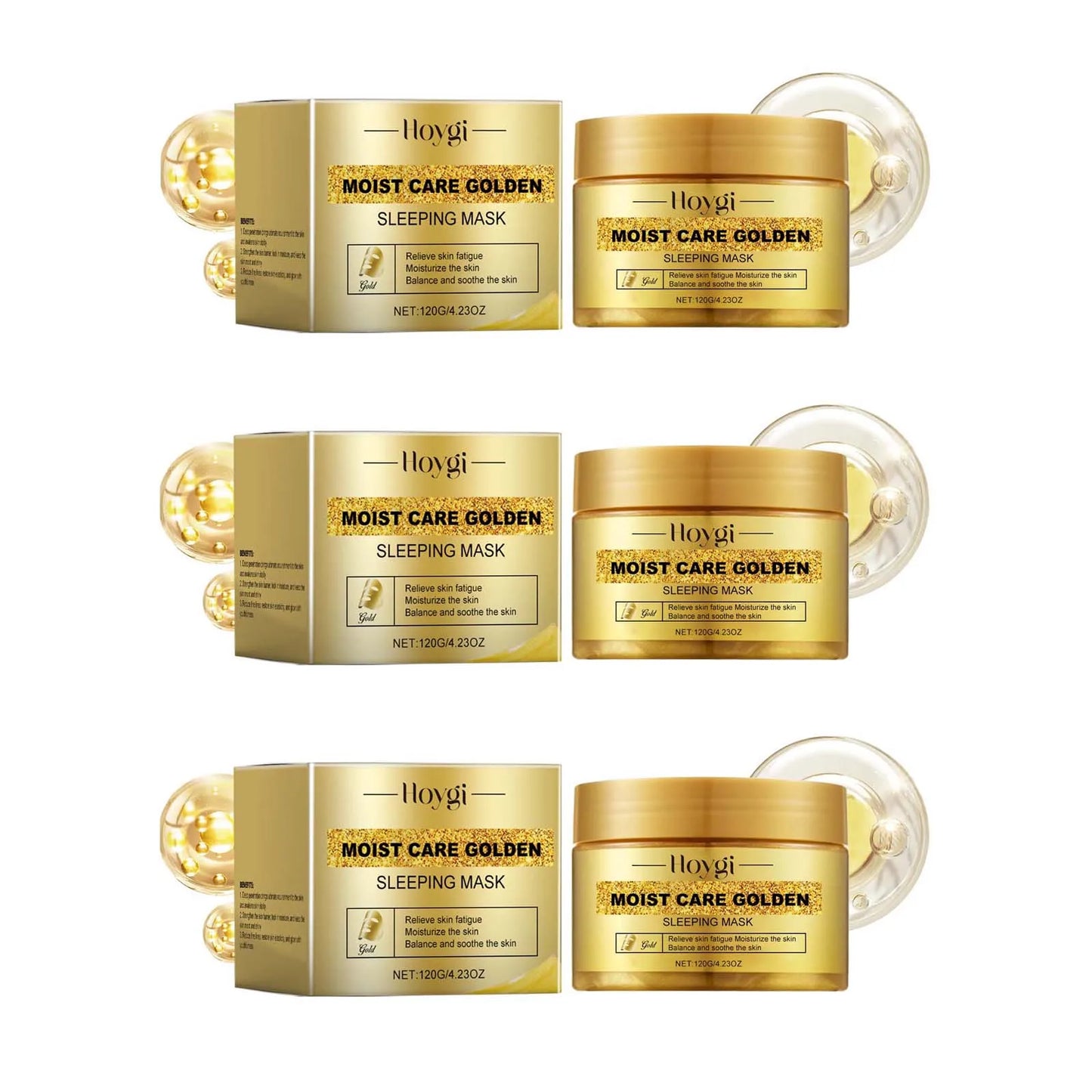 Hoygi Gold Sleeping Mask with Niacinamide | Moisturizing, Pore Tightening, Firming & Brightening | Fade Fine Lines & Relieve Skin Fatigue | 120g