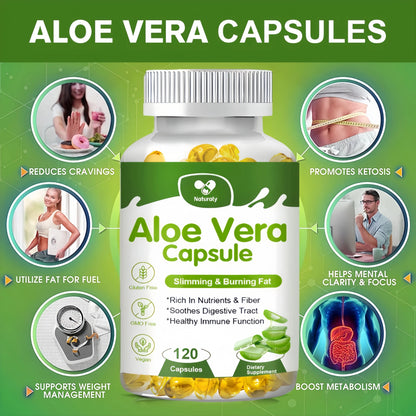 Naturaly | Aloe Vera Capsules | Slimming, Detox, Digestive & Immune Support | 120 Capsules