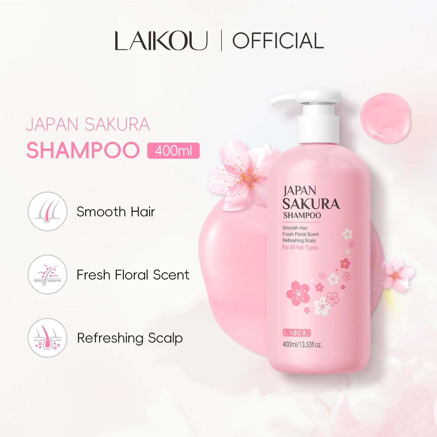 Laikou | Japan Sakura shampoo | Repair, Anti-Split Ends & Frizz Control