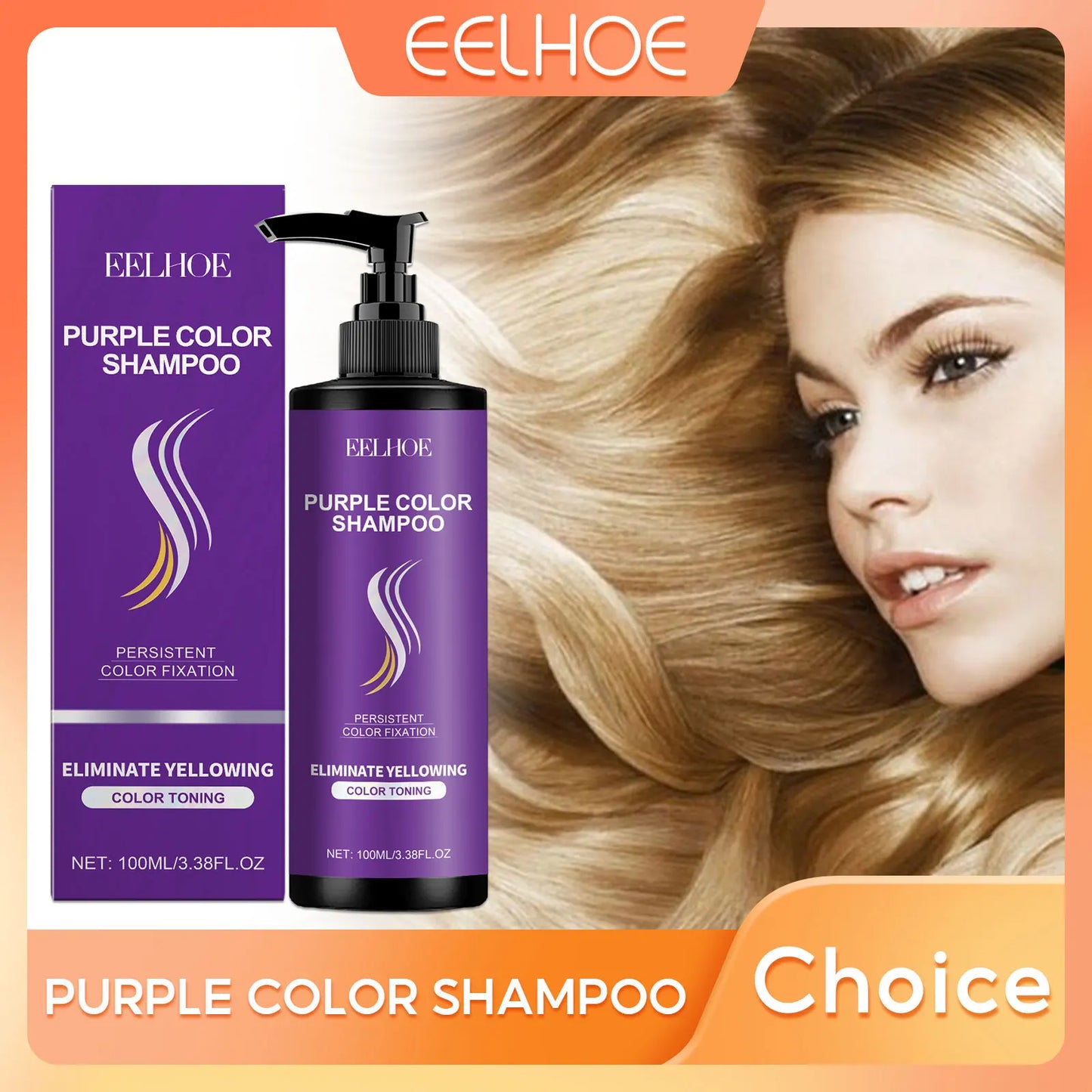 EELHOE Purple Shampoo for Blonde Hair Color Fix Fading Yellow Remedy for Gray Hair Cover After Professional Hair Bleach Shampoo