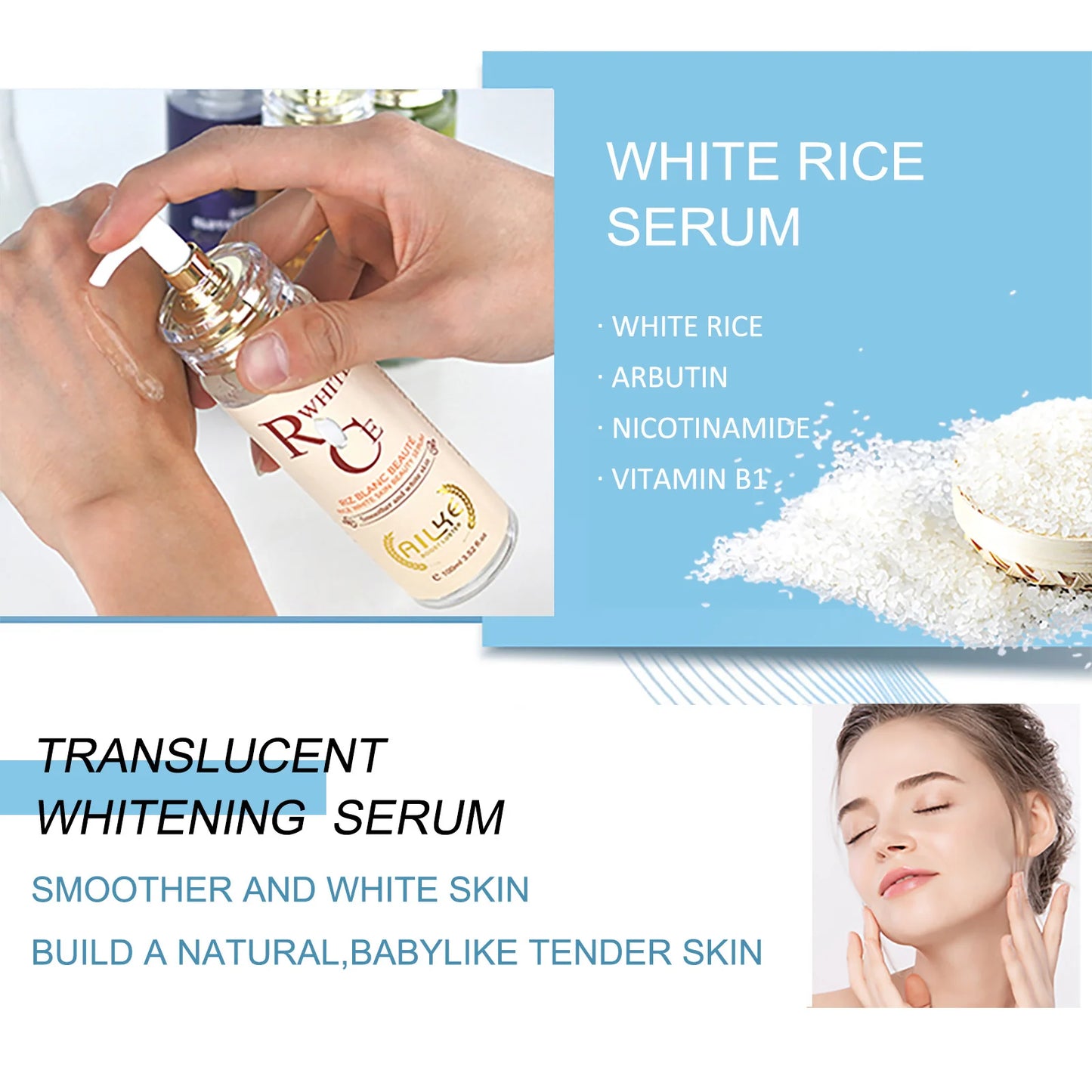 AILKE Natural Multi-Vitamin Lightening Skin Care Kit, Moisturize, Even Toning, Remove Dark and White Spots, Clean & Smooth Skin