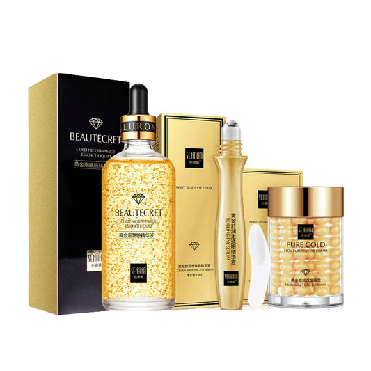 24K Gold Skincare Set | Niacinamide & Collagen | Anti-Aging & Dark Circle Reduction
