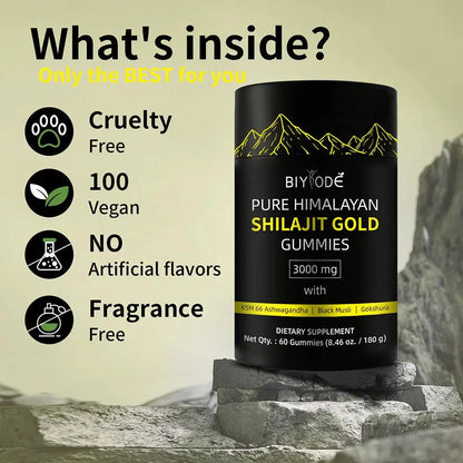 Shilajit Gold Gummies for Men | Energy, Muscle & Immunity Support | 60 Gummies