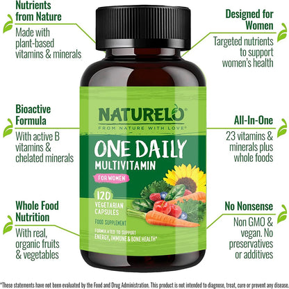 NATURELO | Women’s Multivitamin | Energy, Hair, Skin & Nails Support