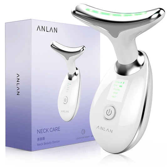 ANLAN Neck & Face Beauty Device | EMS Facial & Neck Lifting with 3-Color Light Therapy for Skin Tightening & Double Chin Reduction
