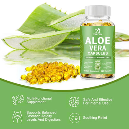 YIMIDUK | Aloe Vera Capsules | Relieves Constipation, Appetite Control, Fat Burn, Detox | 60 Capsules