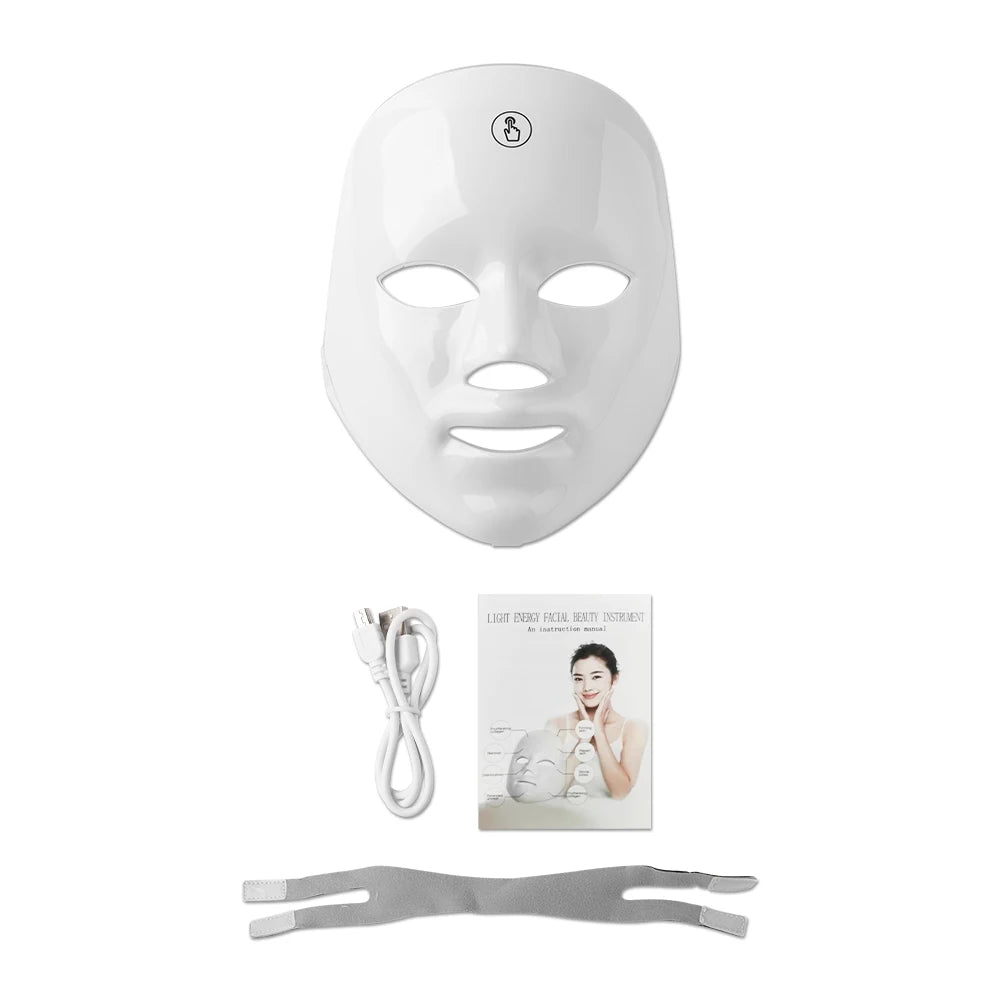7 Colors Photon Facial LED Mask Red Light Therapy Anti Aging Face Neck Beauty Mask Relaxation Treatment Anti-Wrinkle Skin Care