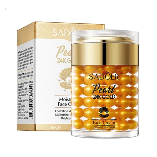 SADOER 24K Golden Pearl Collagen Face Cream | Moisturizing, Brightening, Hydrating & Firming Facial Skincare | 50g