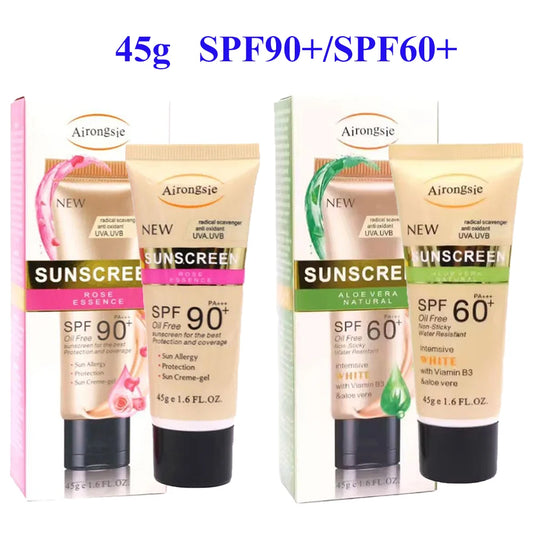 Airongsie | SPF 60 / SPF 90 | UV Protective, Moisturizing, Anti-Sun Facial & Body Sunscreen Cream | 45g