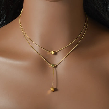 Fashion Gold Plated Layered Necklace Trendy Thin Chain Pendant Dainty Stackable Jewelry Gift for Women Birthday Valentine