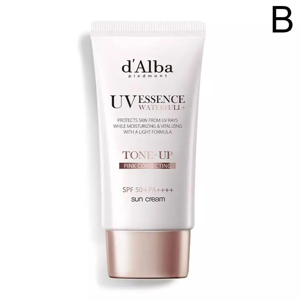 d'Alba UV Essence Waterfull+ Sunscreen SPF 50+ PA++++ | Full Body UV Protection, Hydrating & Tone-Up Pink Correcting Sun Cream | 50ml
