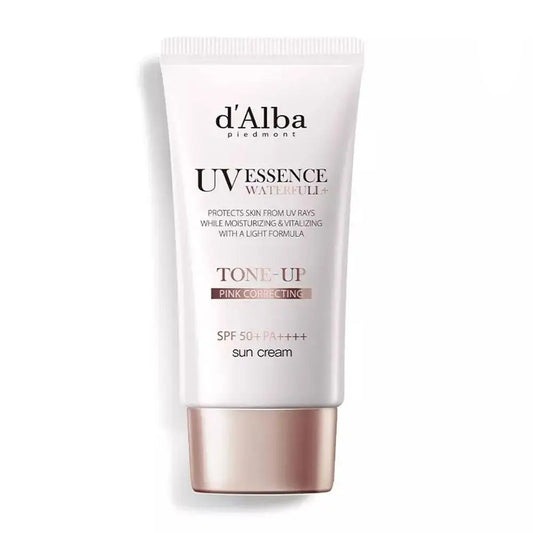 d'Alba UV Essence Waterfull+ Sunscreen SPF 50+ PA++++ – 50ml Hydrating & Tone-Up Pink Correcting Sun Cream