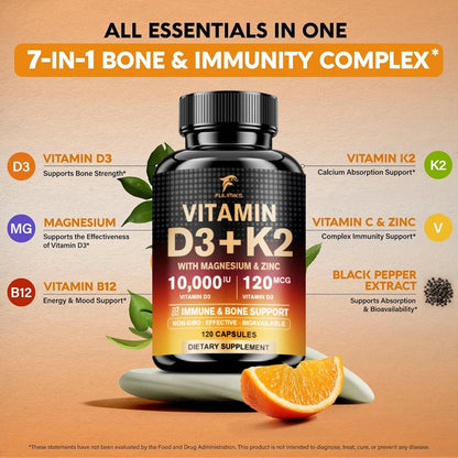 Fulimiks | Vitamin D3K2 with Magnesium & Zinc Capsules | Immune, Mood & Bone Health Support