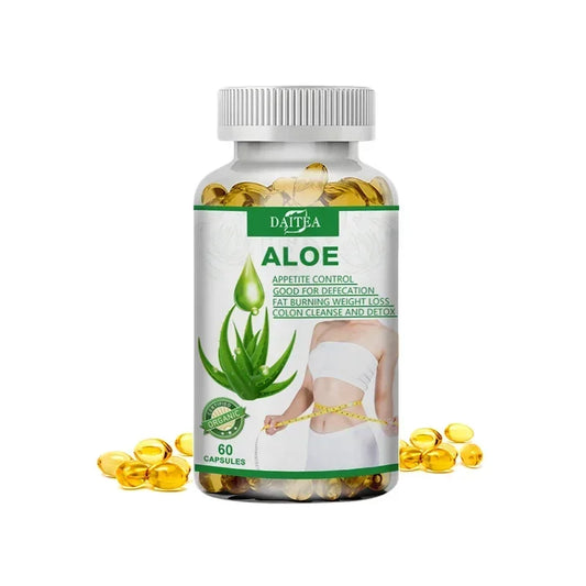 DAITEA | Aloe Capsules | Appetite Control, Fat Burn, Detox, Colon Cleanse | 60 Capsules