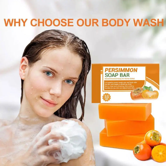 Persimmon Soap Bar for Body Odor Control – Purifying Deodorizing Face & Body Wash for Eliminating Body Odor – Great for Skin