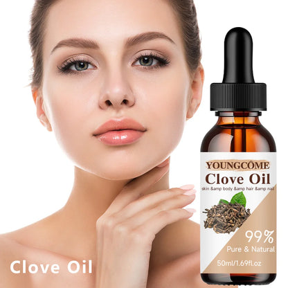 YOUNGCOME Clove Essential Oil | 99% Pure & Natural | Moisturizing, Repair & Anti-Aging | Skin, Body, Hair & Nails | 50ml