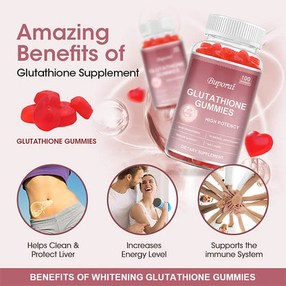 Buporai | Glutathione Gummies with Collagen | Anti-Aging, Skin Brightening, Hair & Nail Support | 60 Gummies