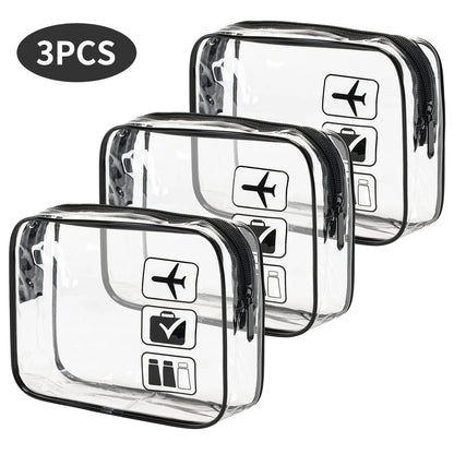 Cosmetic Pouch 3 Pcs Clear Toiletries Bags Carry On Airport Airline Compliant Bag Toiletry Bag Convenient Travel Toiletry Bag Fa