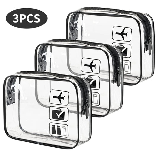 Cosmetic Pouch 3 Pcs Clear Toiletries Bags Carry On Airport Airline Compliant Bag Toiletry Bag Convenient Travel Toiletry Bag Fa