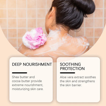 Vanilla Scented Body Wash, Moisturizing Shower Gel With Shea Butter & Aloe Vera For Soft Skin, Long Lasting Fragrance