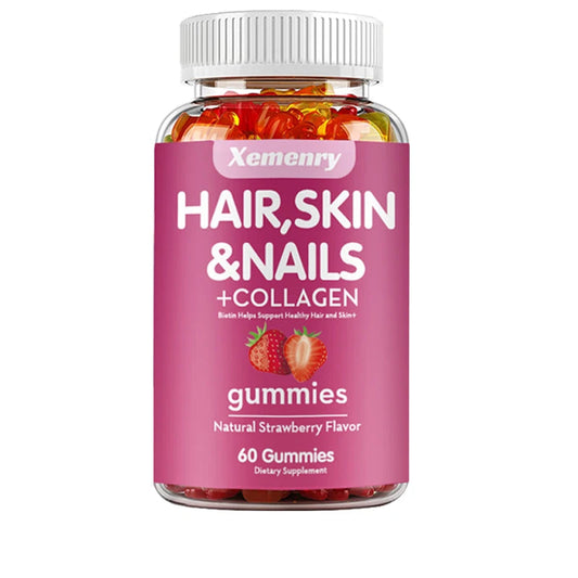 Xemenry | Biotin & Vitamin Gummies with Collagen | Hair, Skin & Nails Support | 60 Gummies