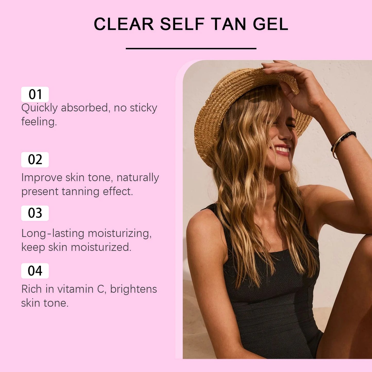 Self Tanner Gel Summer Face Body Bronzer Vitamin C Intensifier Tanning Oil Fast Dark Outdoor Tan Accelerating Moisturizing Cream