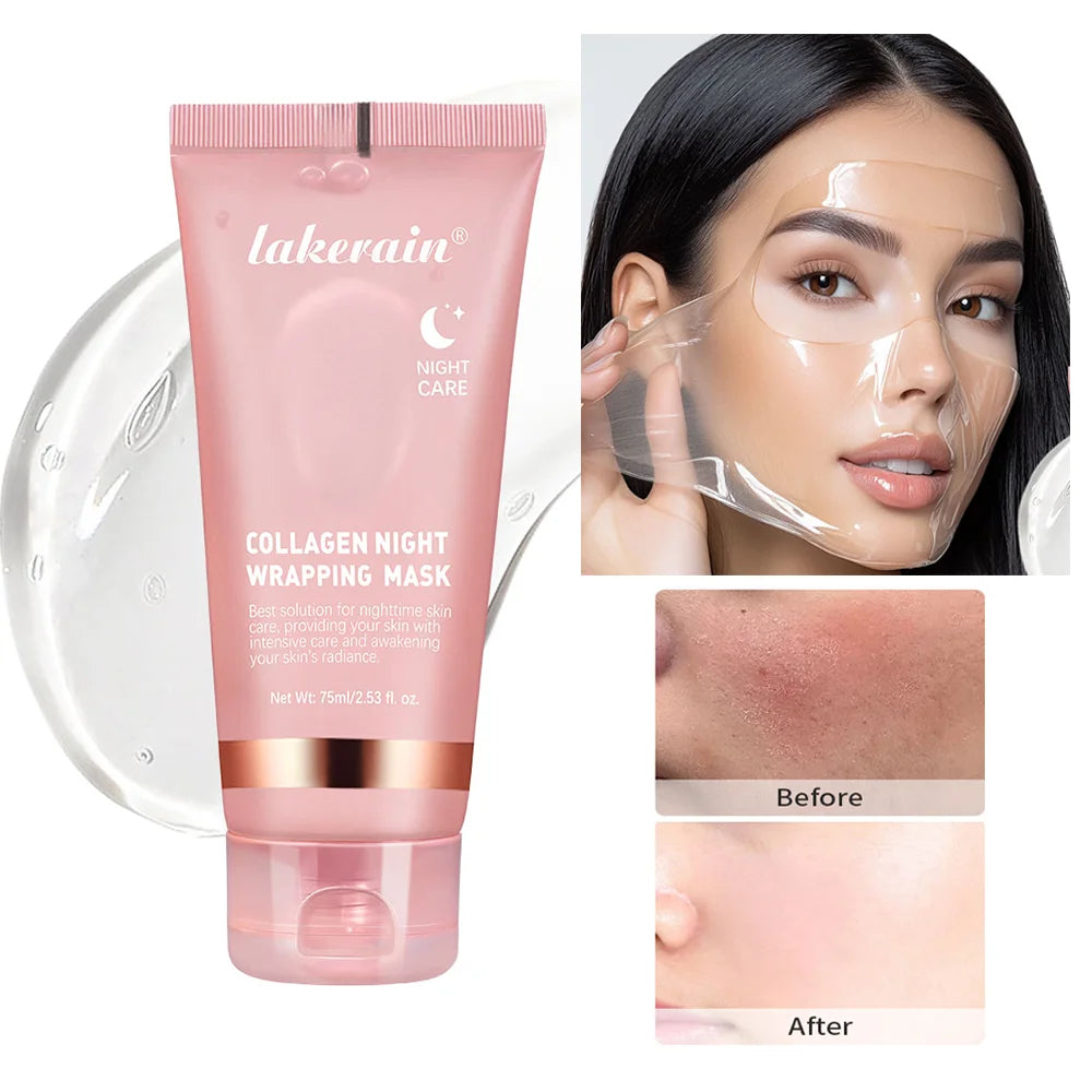 Lakerain Collagen Night Wrapping Mask | Korean Peel-Off Mask for Anti-Wrinkle, Lifting & Overnight Care | 80g