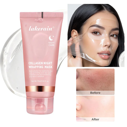 Lakerain Collagen Night Wrapping Mask | Korean Peel-Off Mask for Anti-Wrinkle, Lifting & Overnight Care | 80g