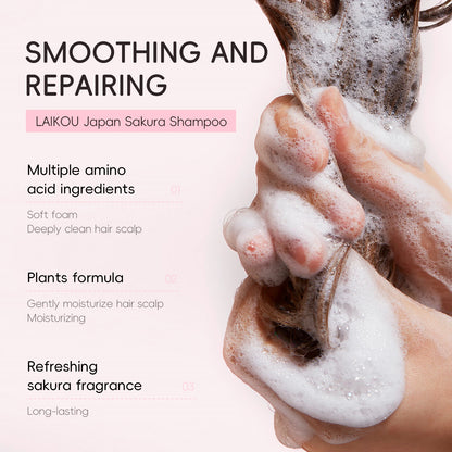 Laikou | Japan Sakura shampoo | Repair, Anti-Split Ends & Frizz Control
