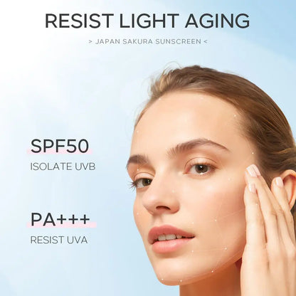 Sakura Sunscreen Cream SPF 50 | Facial Sunblock & Isolation Lotion | Skin Protector with Brightening & Moisturizing Lightning Formula