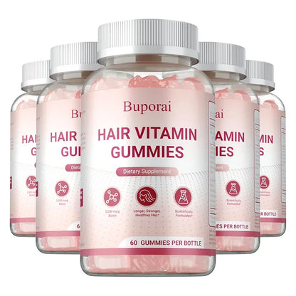 Buporai | Hair Growth Gummies | Strengthens Hair, Skin & Nails, Improves Elasticity | 60 Gummies