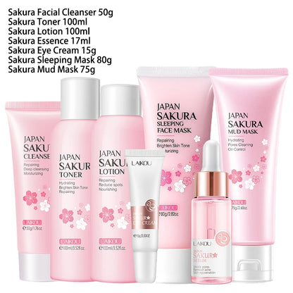 Sakura Skincare Set | 9-Piece Korean Beauty Kit | Hydration, Brightening & Sun Protection